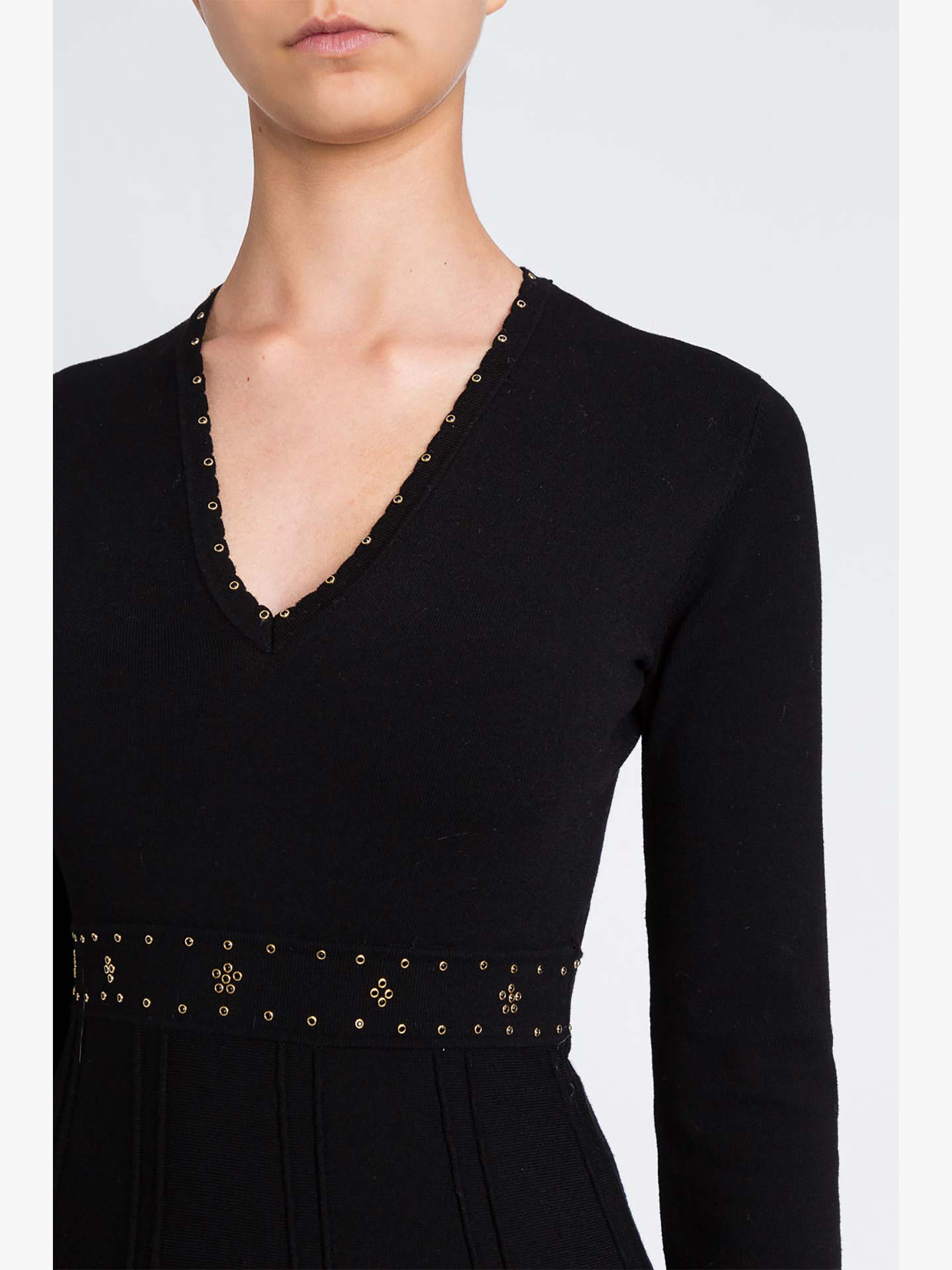 Vestido de Malha Midi com Strass