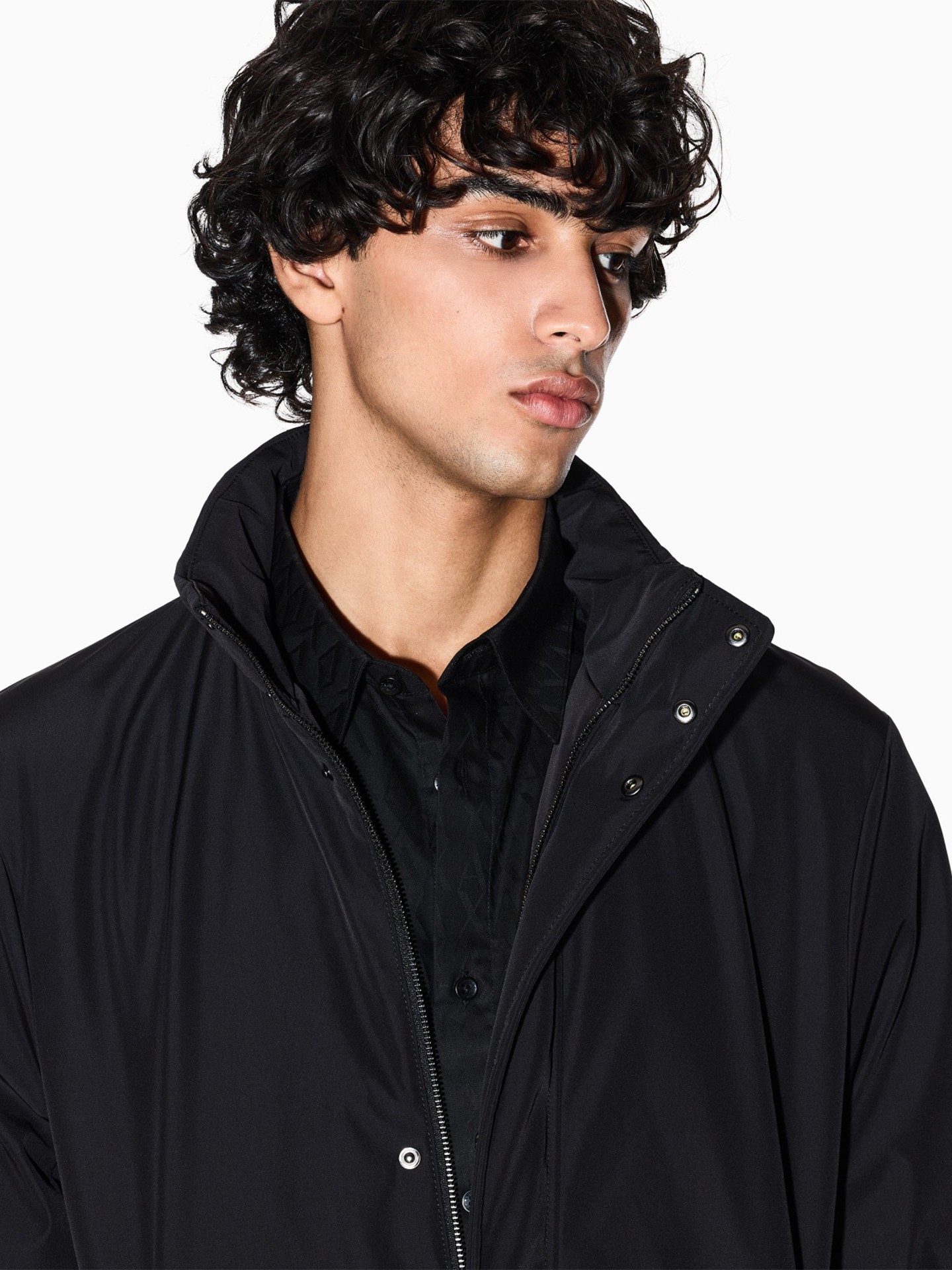 Parka de Tecido Técnico com Gola Alta