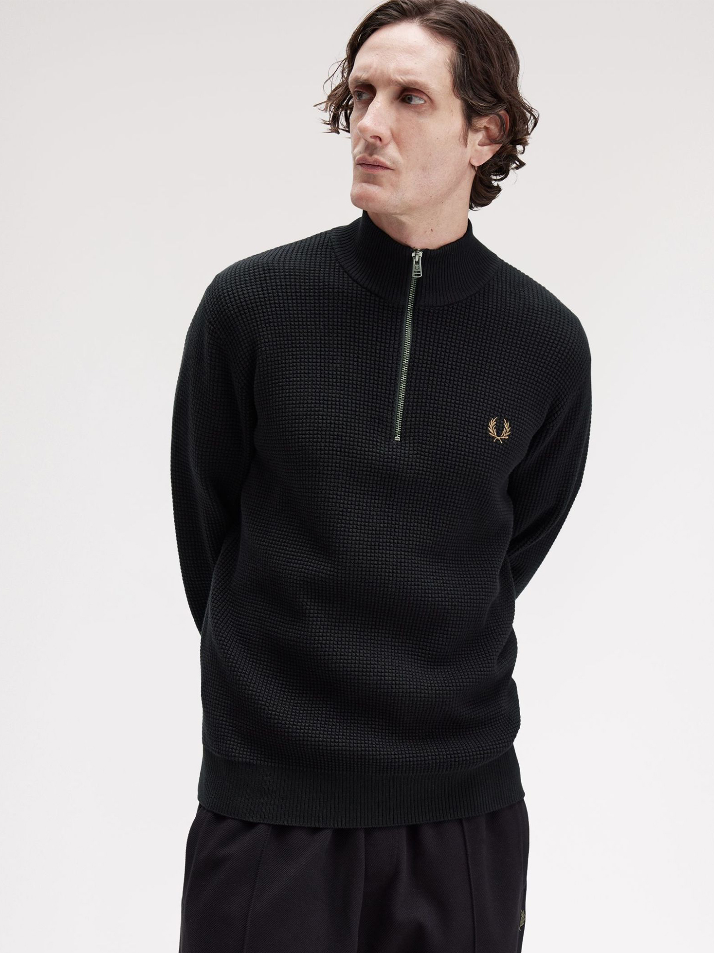 Camisola Waffle com Meio Fecho K8557