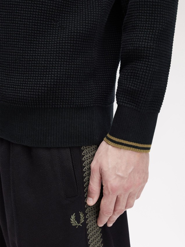 Camisola Waffle com Meio Fecho K8557