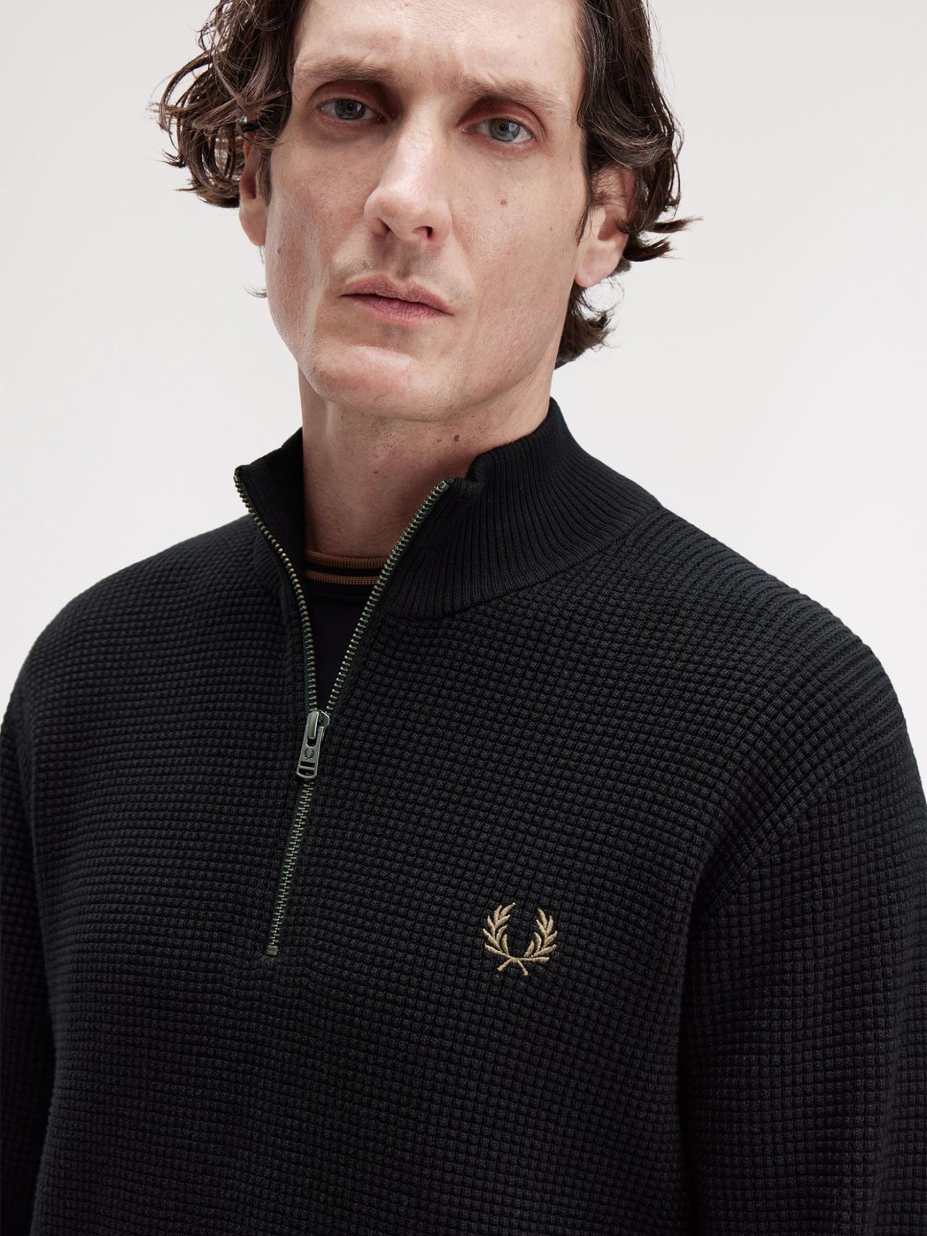 Camisola Waffle com Meio Fecho K8557