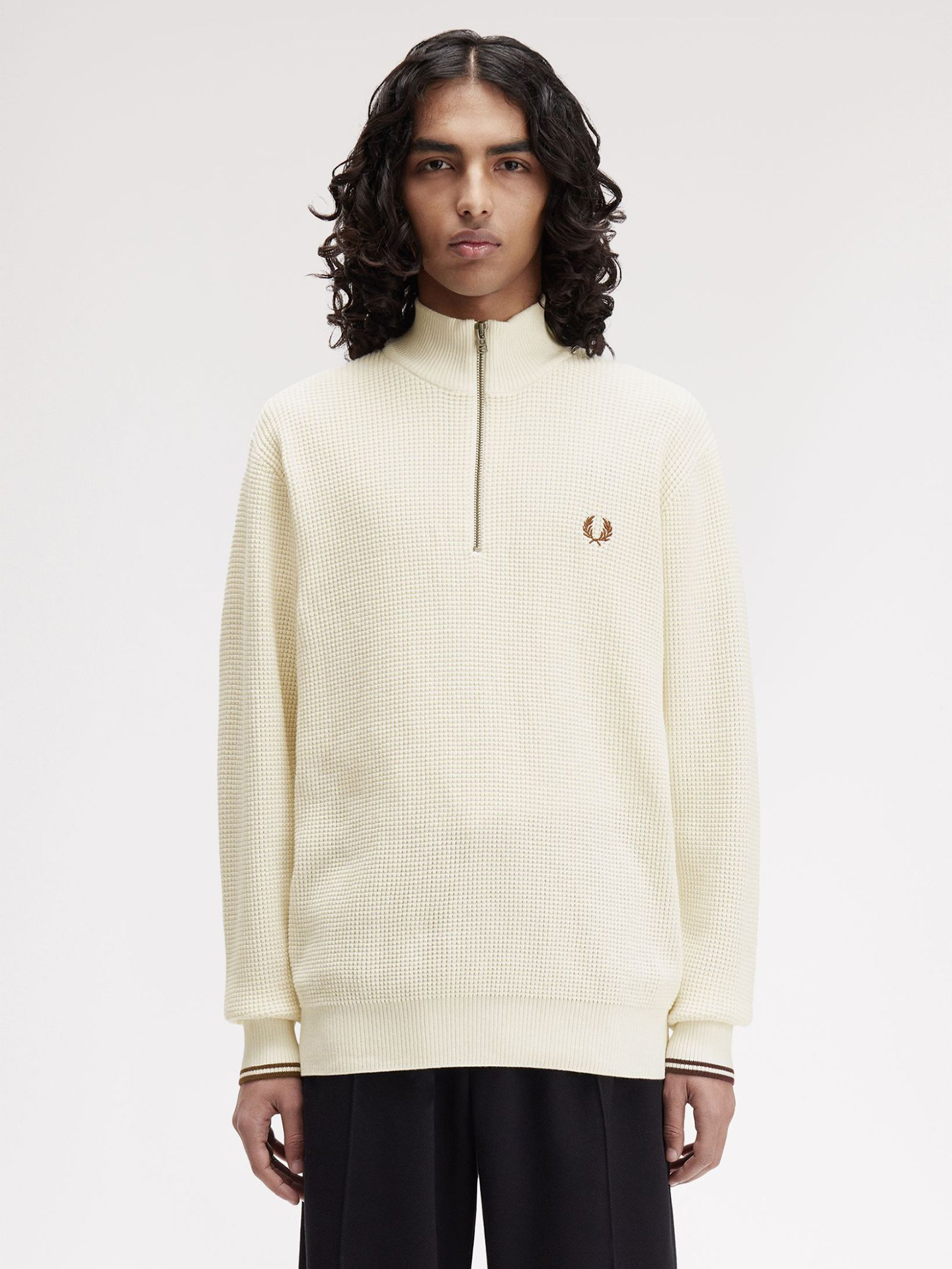 Camisola Waffle com Meio Fecho K8557