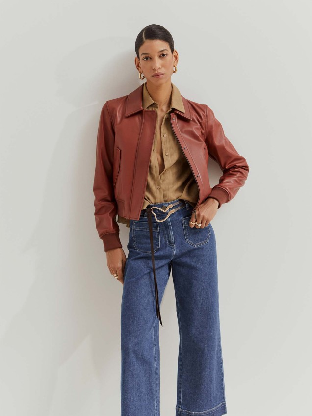 Casaco Bomber em Pele