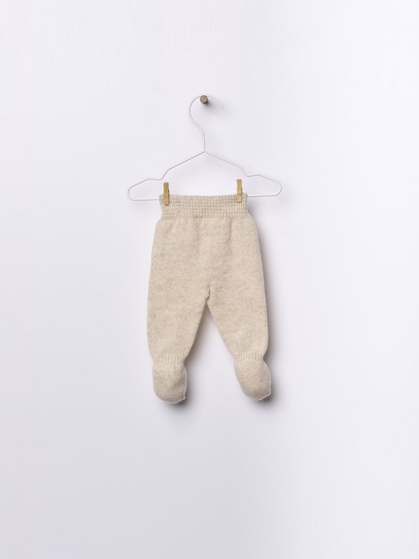 Calças com Pé Tricotadas em Lã Merino