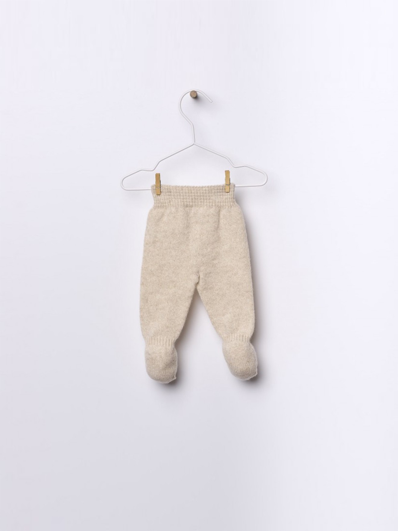 Calças com Pé Tricotadas em Lã Merino