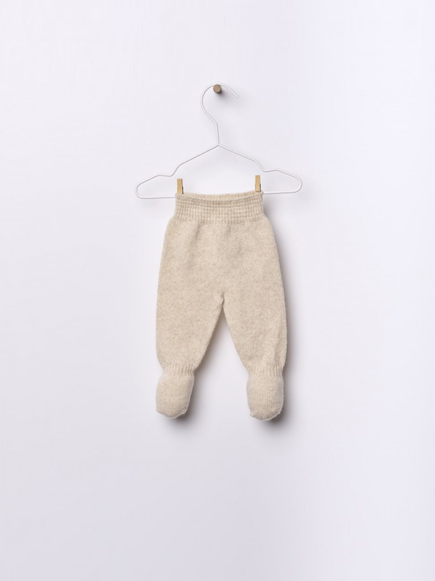 Calças com Pé Tricotadas em Lã Merino