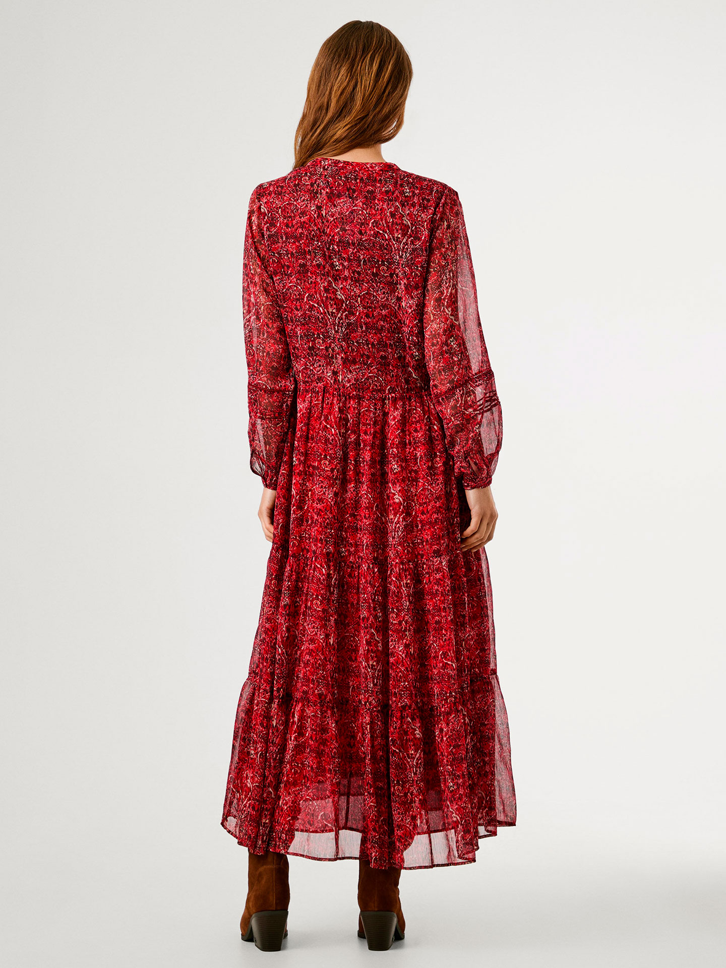 Vestido comprido Chiffon Estampado Paisley