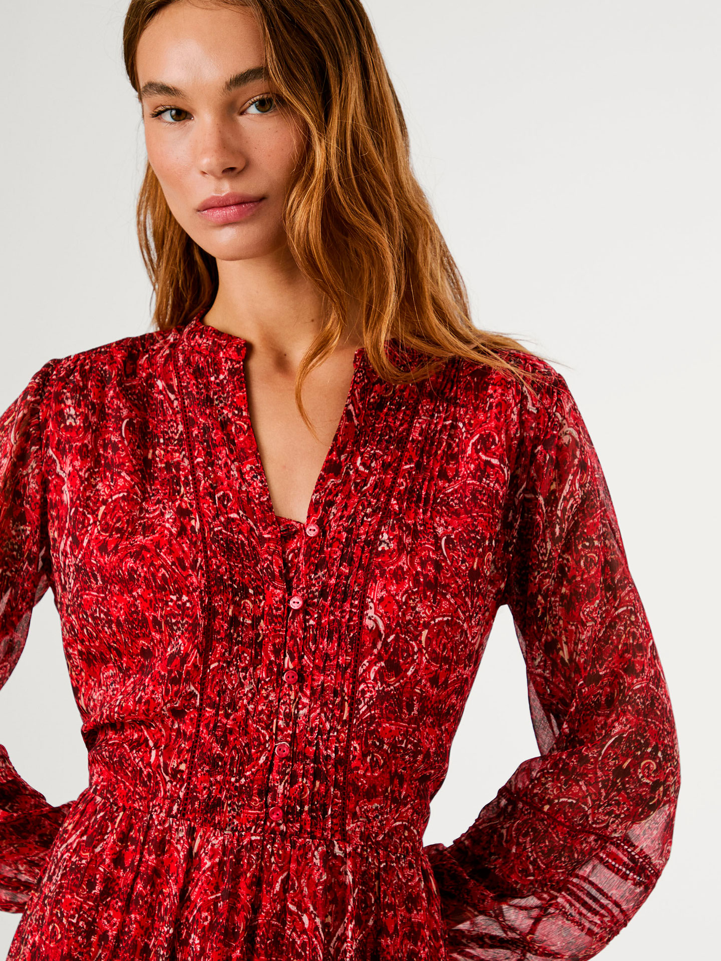 Vestido comprido Chiffon Estampado Paisley