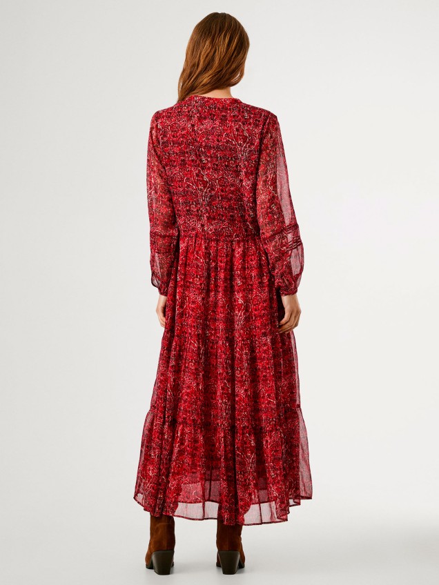 Vestido comprido Chiffon Estampado Paisley