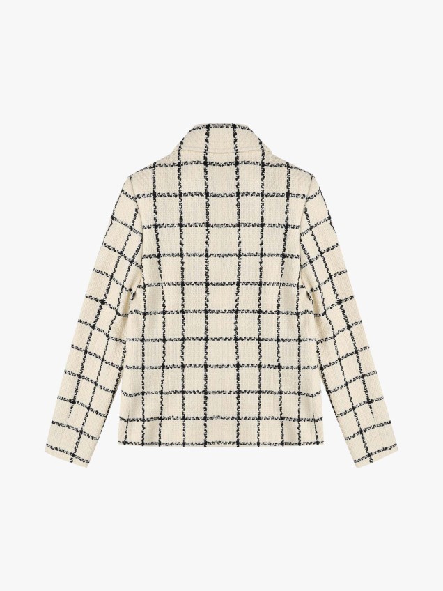 Casaco Tweed com Padrão Xadrez