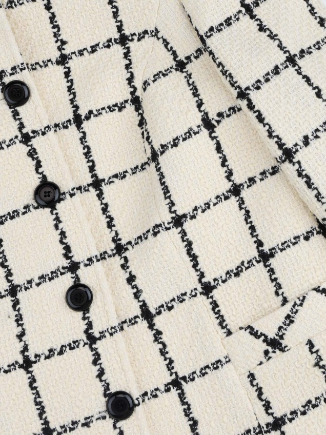Casaco Tweed com Padrão Xadrez