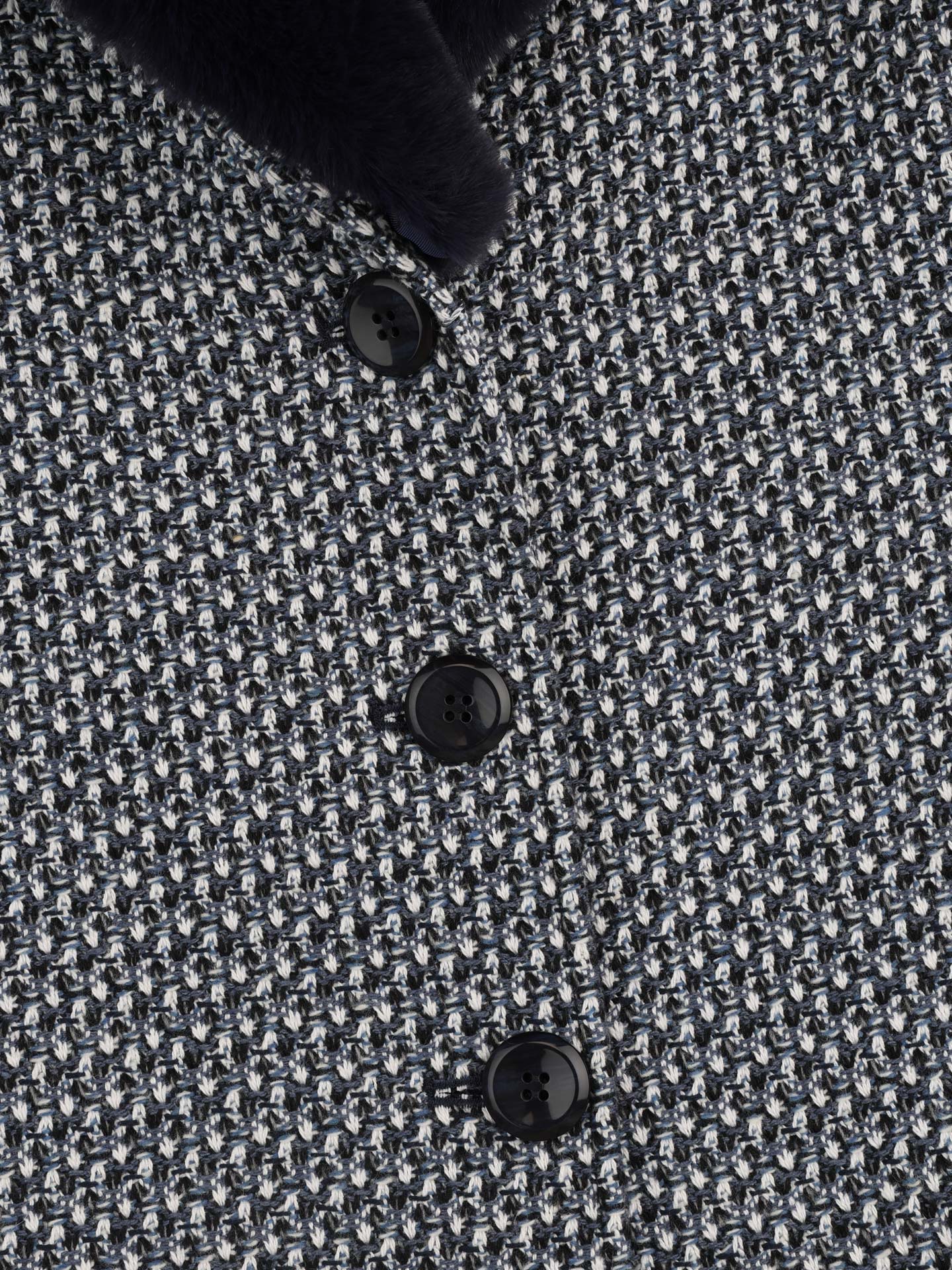 Casaco Tweed com Gola em Pelo