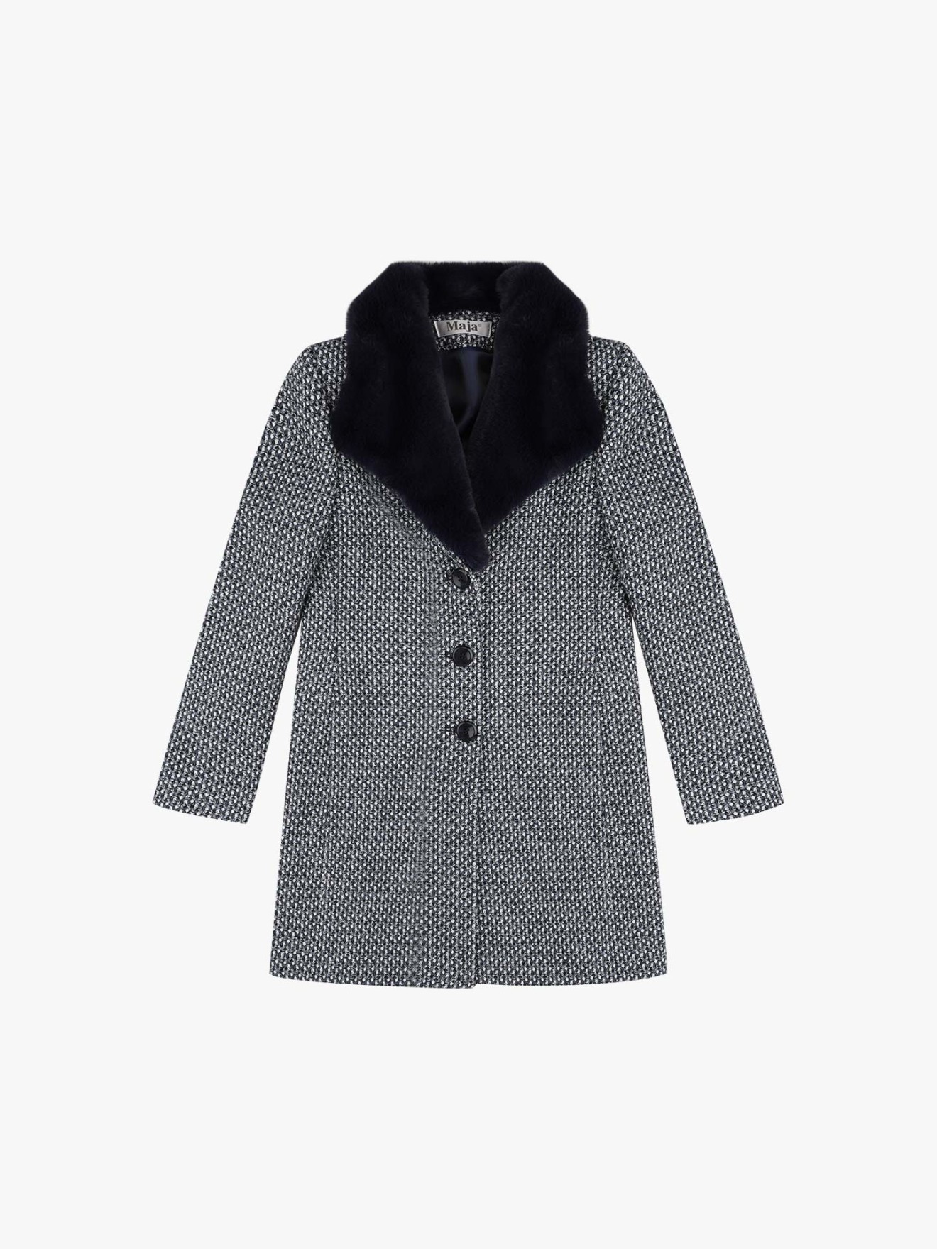 Casaco Tweed com Gola em Pelo