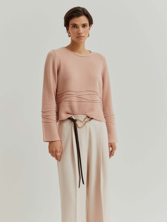 Camisola de Lã com Apliques Ondulados