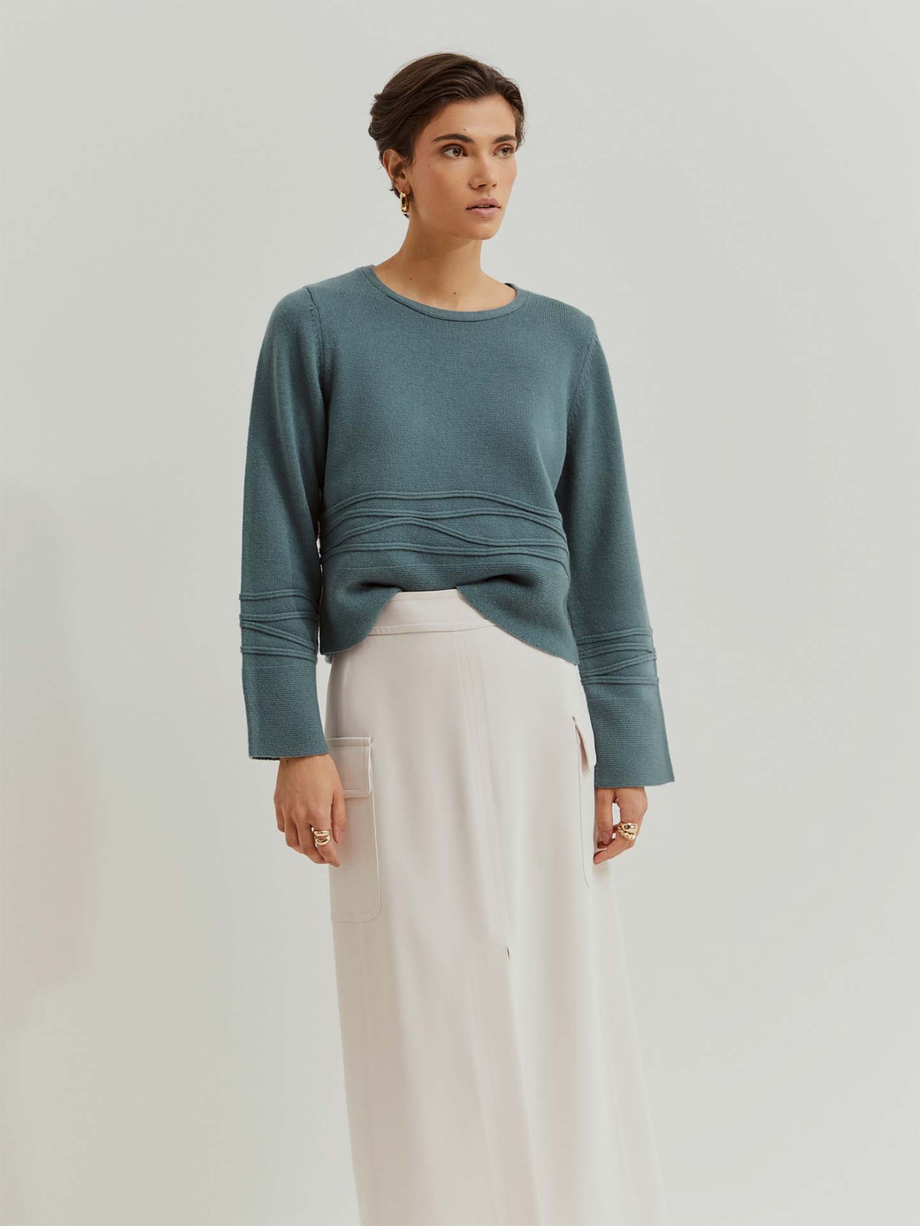 Camisola de Lã com Apliques Ondulados