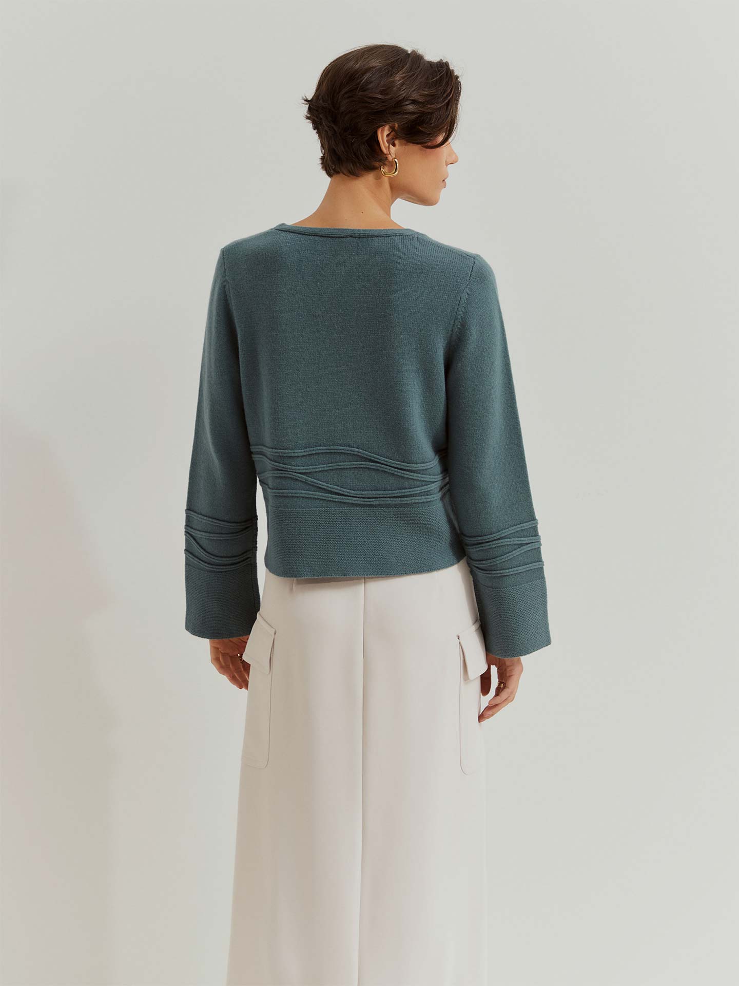 Camisola de Lã com Apliques Ondulados