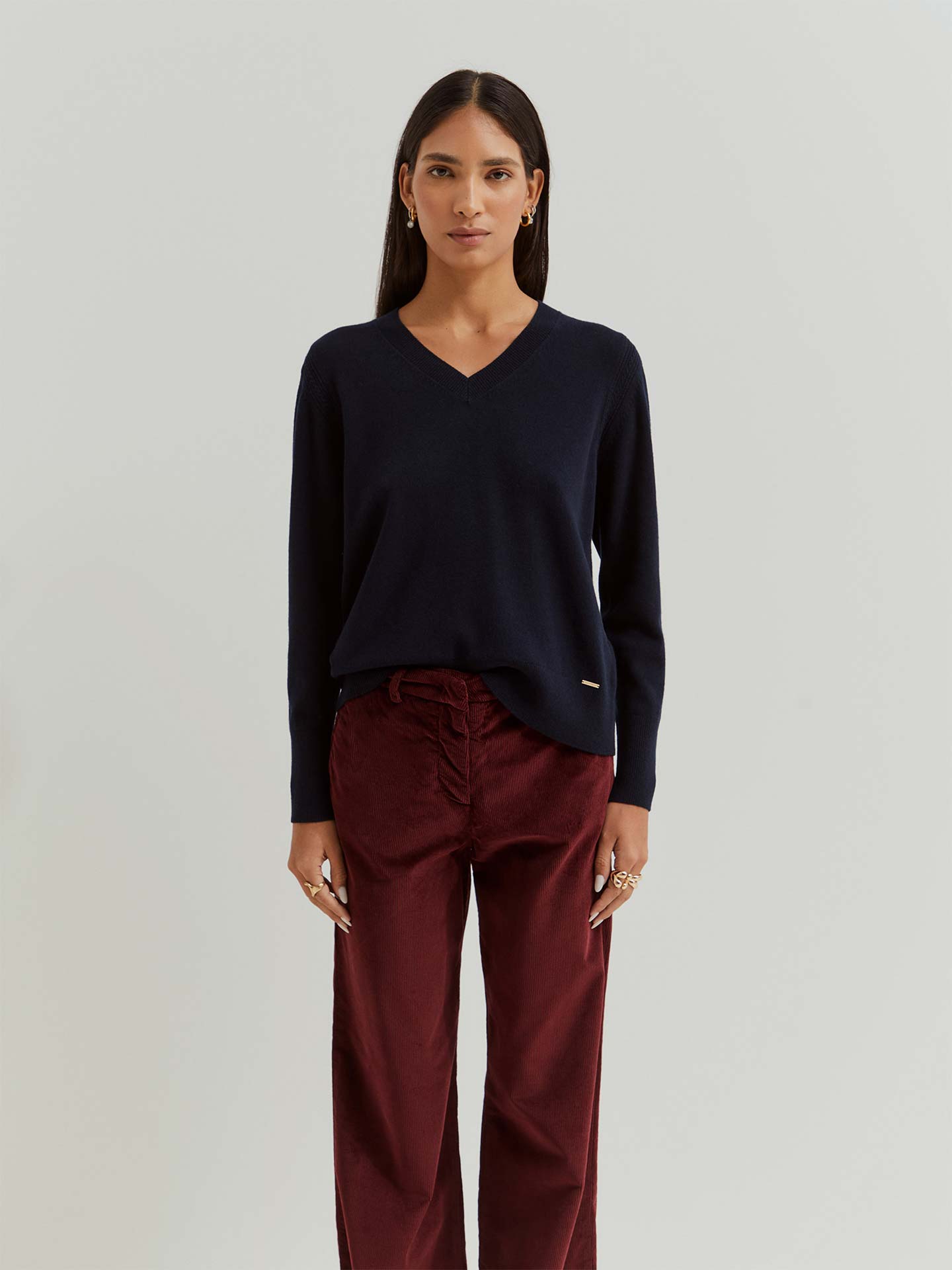 Camisola de Lã com Decote em V