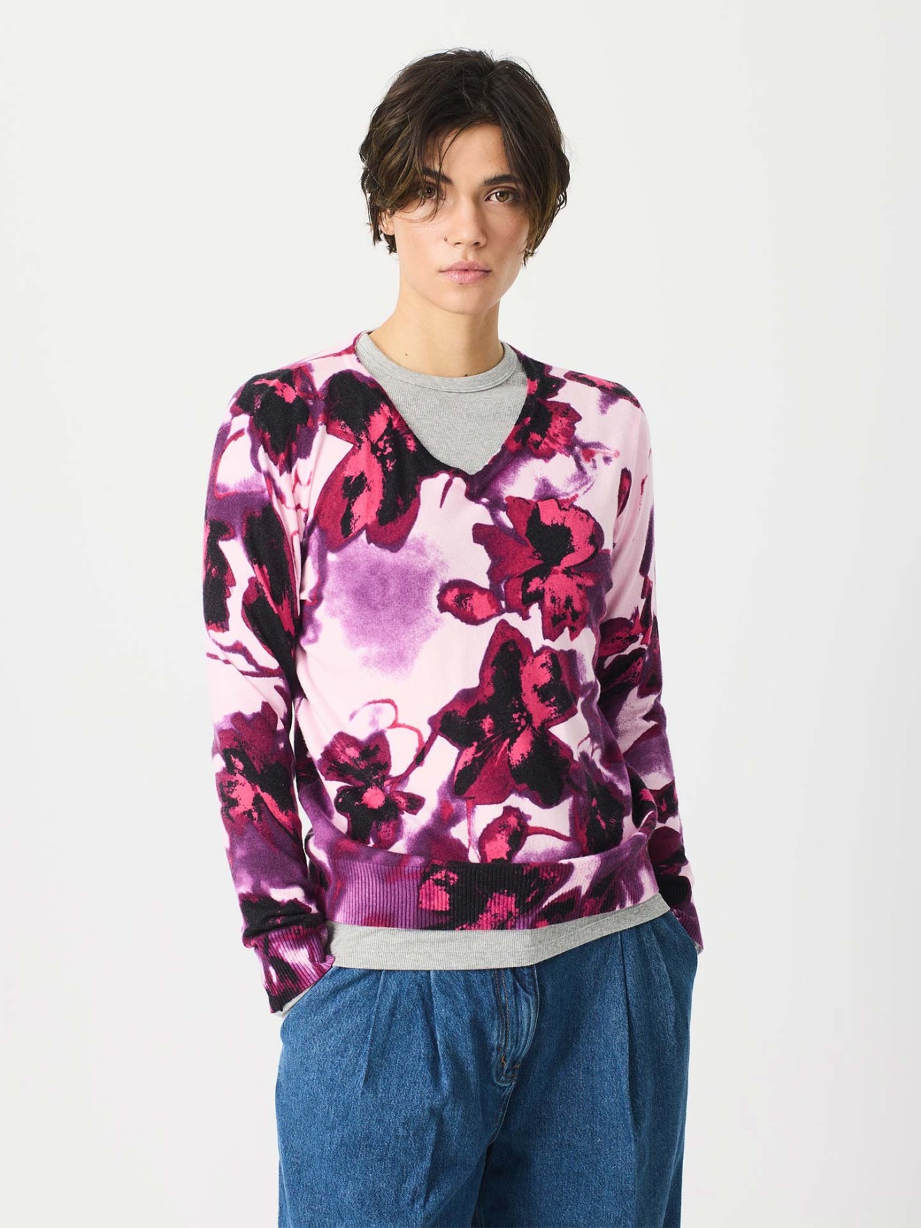 Camisola de Malha com Padão Floral