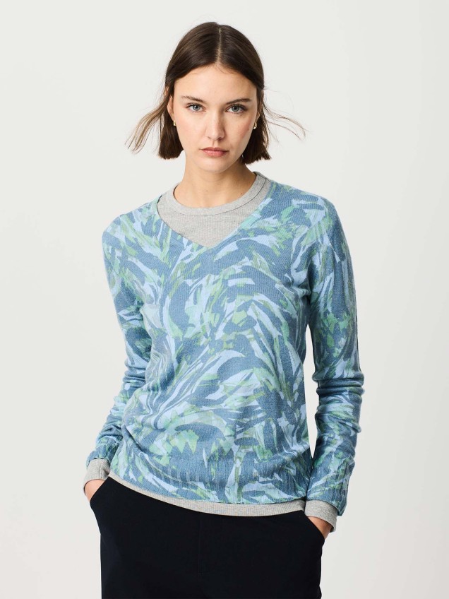 Camisola de Malha com Padro Abstrato