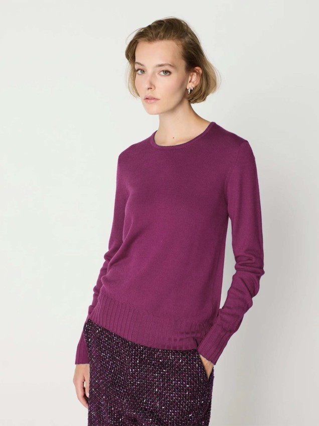 Camisola de Malha com Canelado Largo