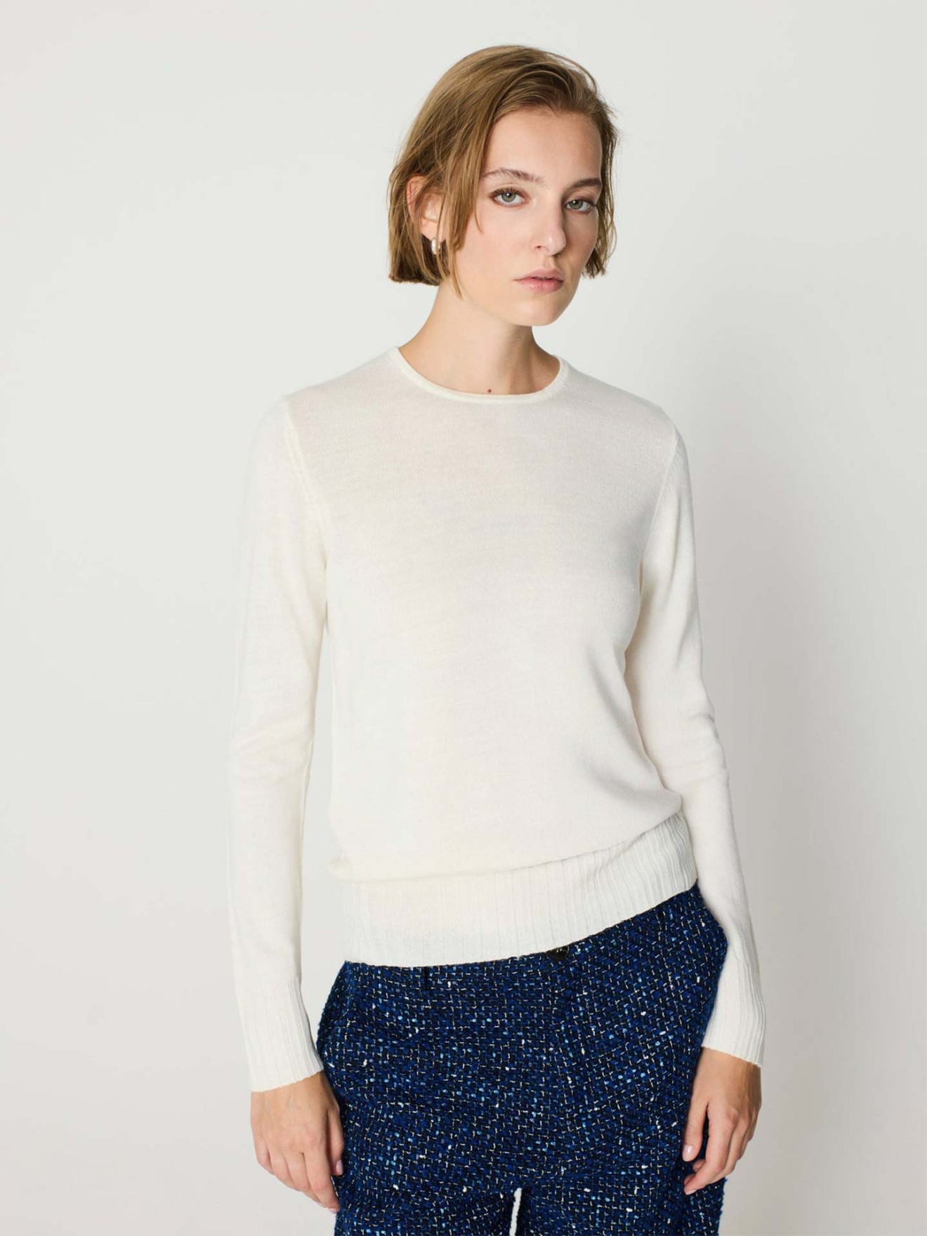 Camisola de Malha com Canelado Largo