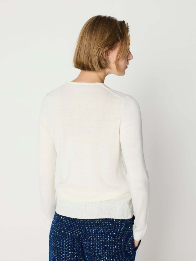 Camisola de Malha com Canelado Largo