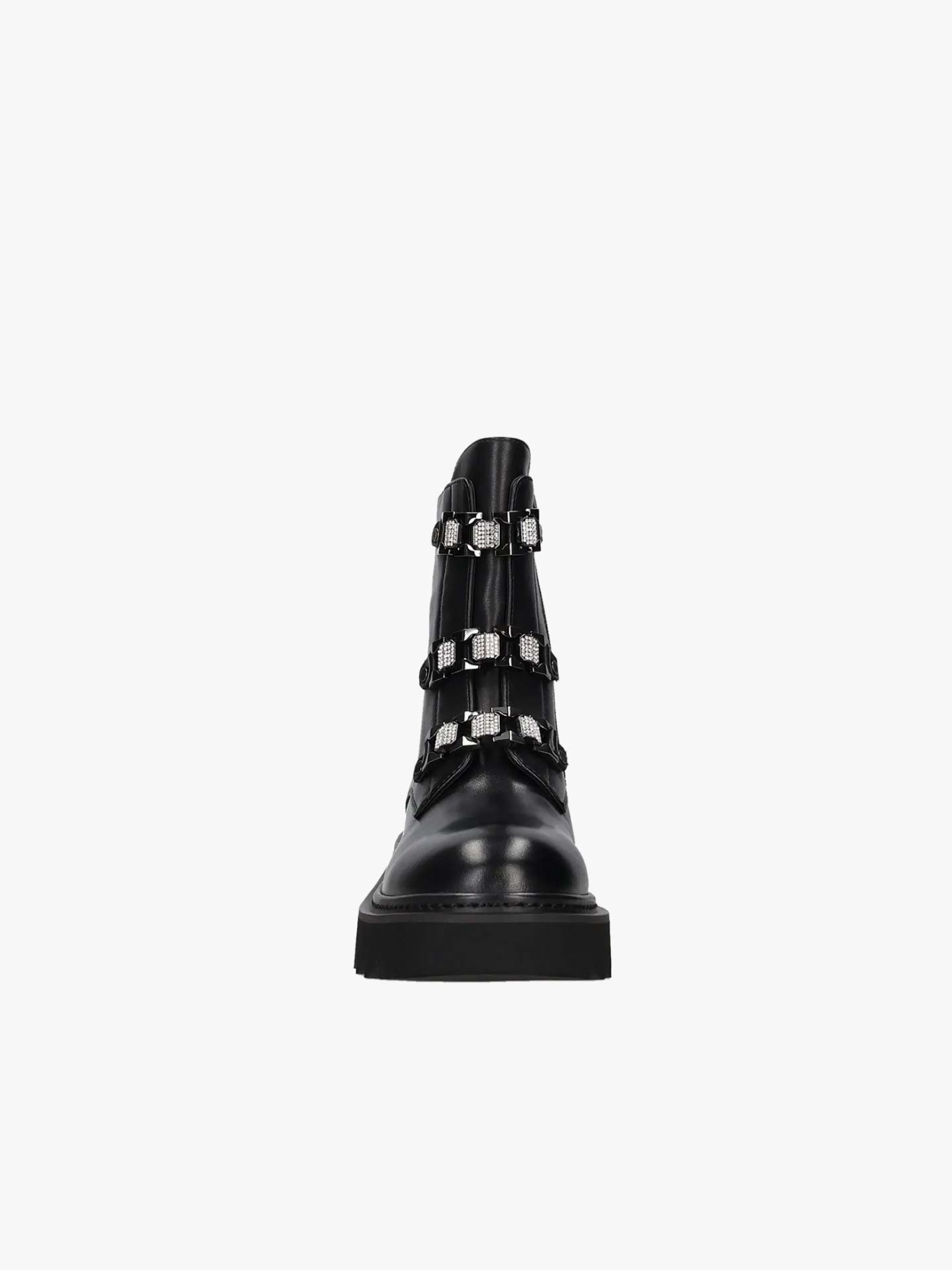 Botas de Pele com Detalhes em Strass