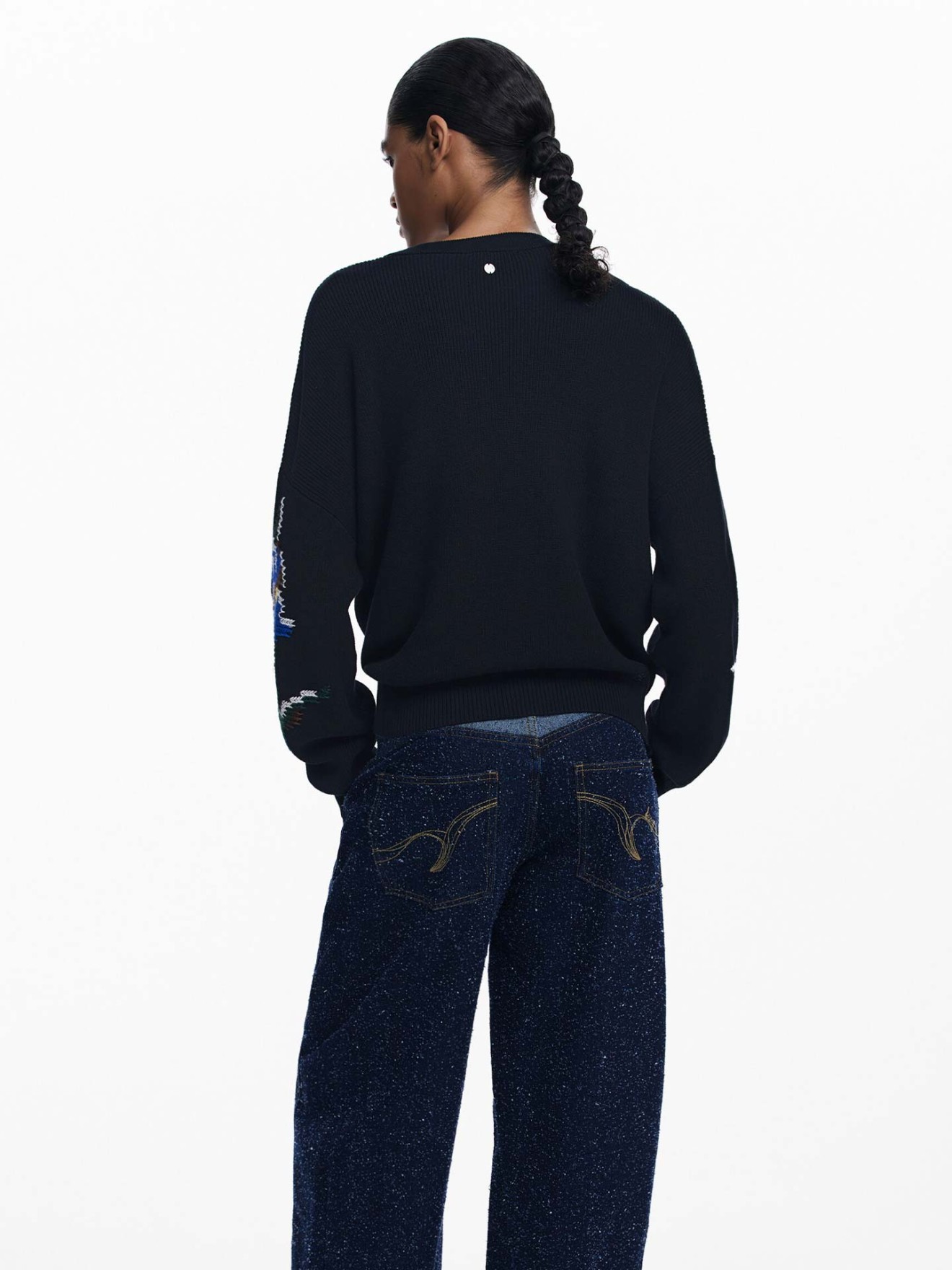 Camisola de Malha com Bordado Floral