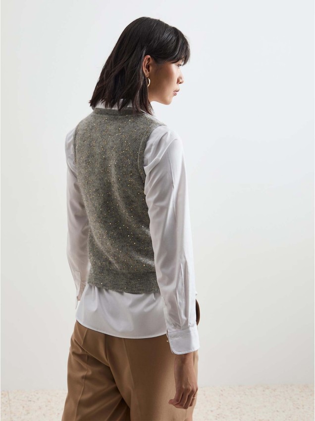 Colete Tricotado com Lantejoulas