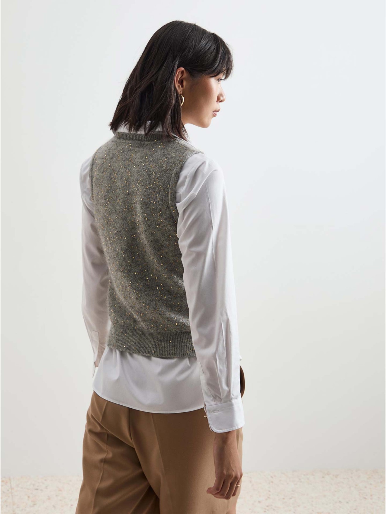 Colete Tricotado com Lantejoulas