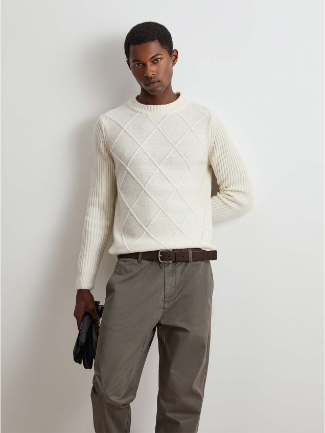 Camisola de Malha com Padro de Losangos