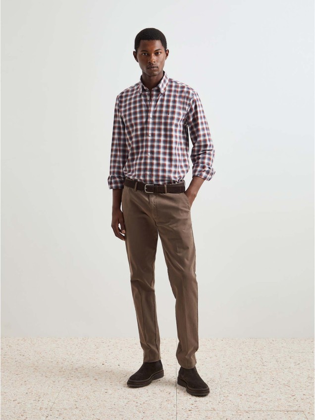 Camisa de Algodão com Padrão Xadrez