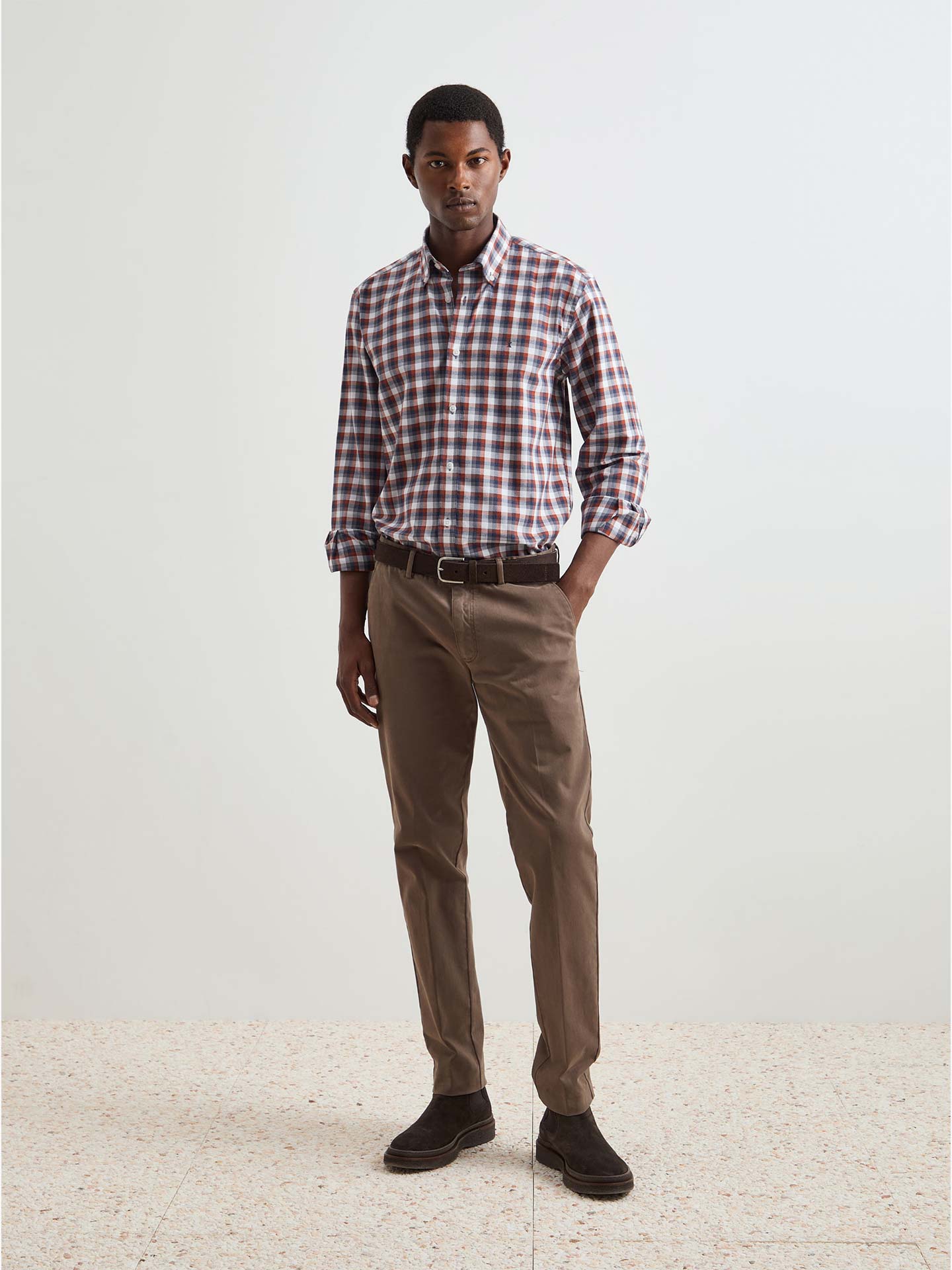 Camisa de Algodão com Padrão Xadrez