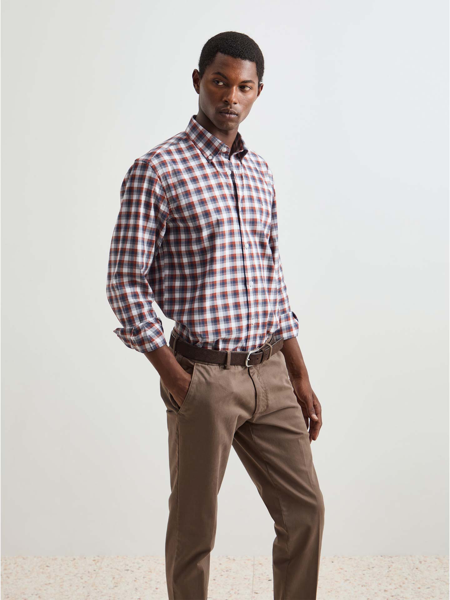 Camisa de Algodão com Padrão Xadrez