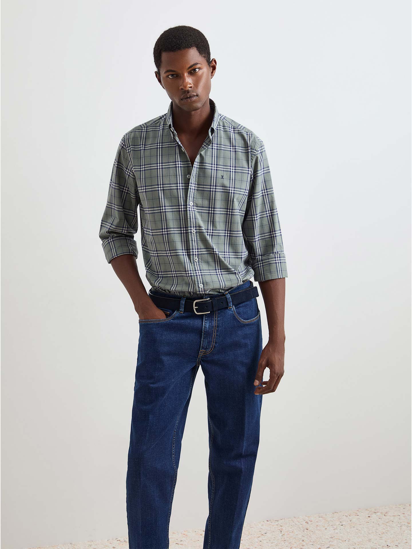 Camisa de Manga Comprida com Padrão Xadrez