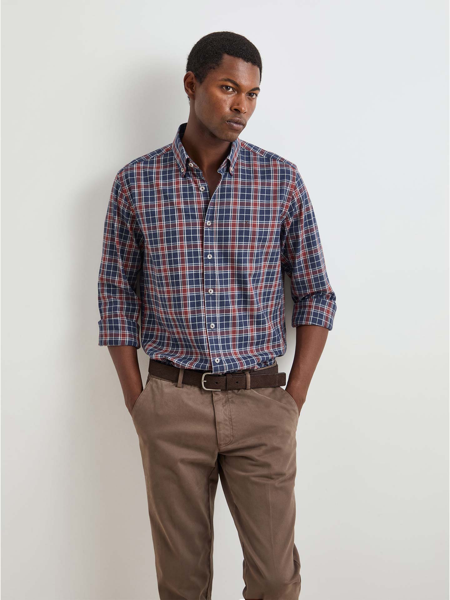 Camisa Regular Fit com Padrão Xadrez