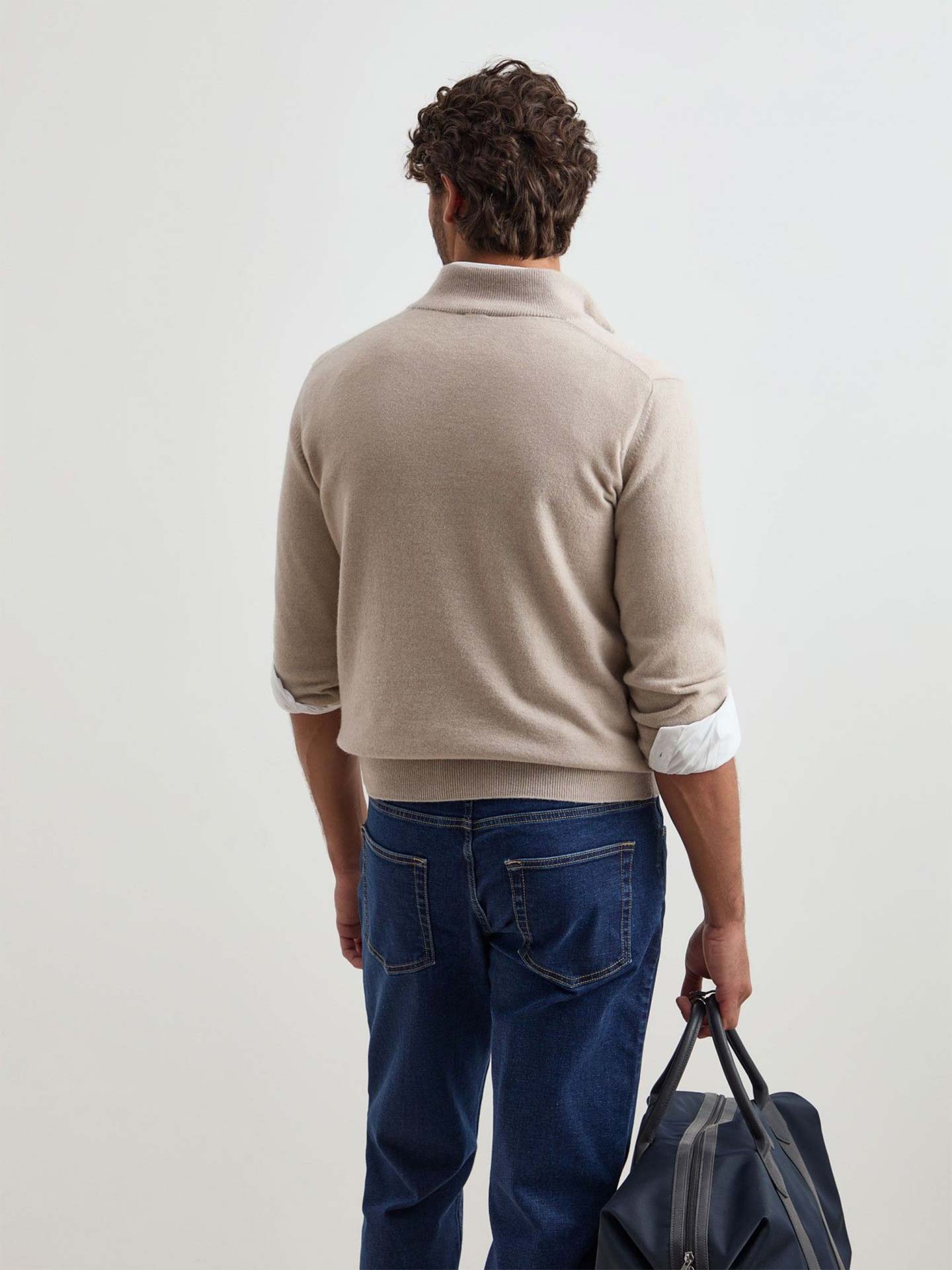 Camisola de Malha com Gola Subida e Fecho de Correr