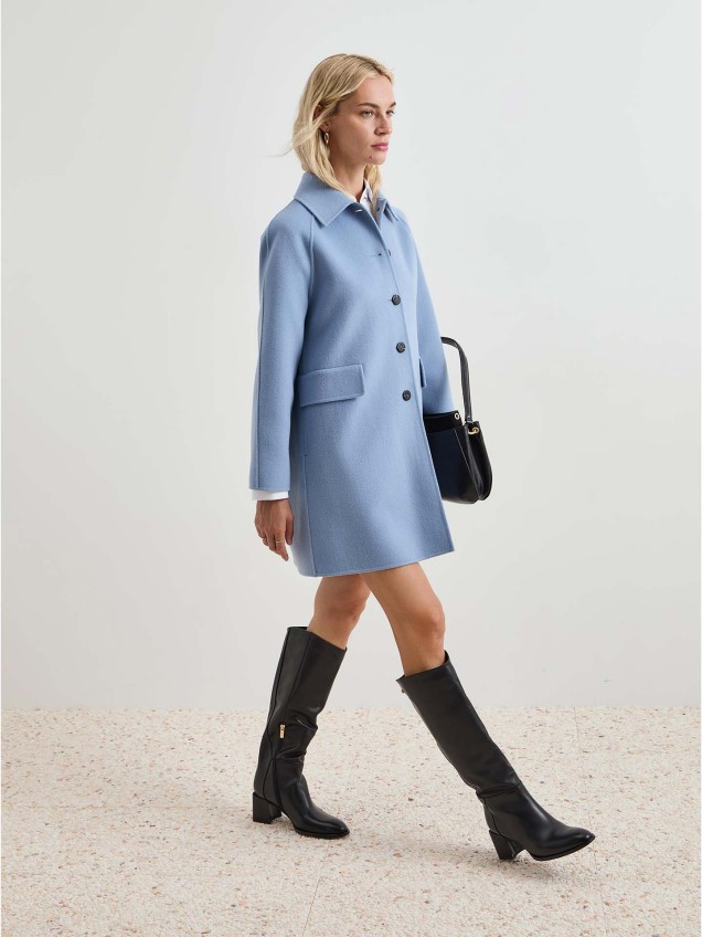 Sobretudo de Lã com Gola de Lapela