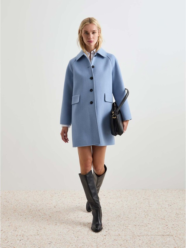 Sobretudo de Lã com Gola de Lapela