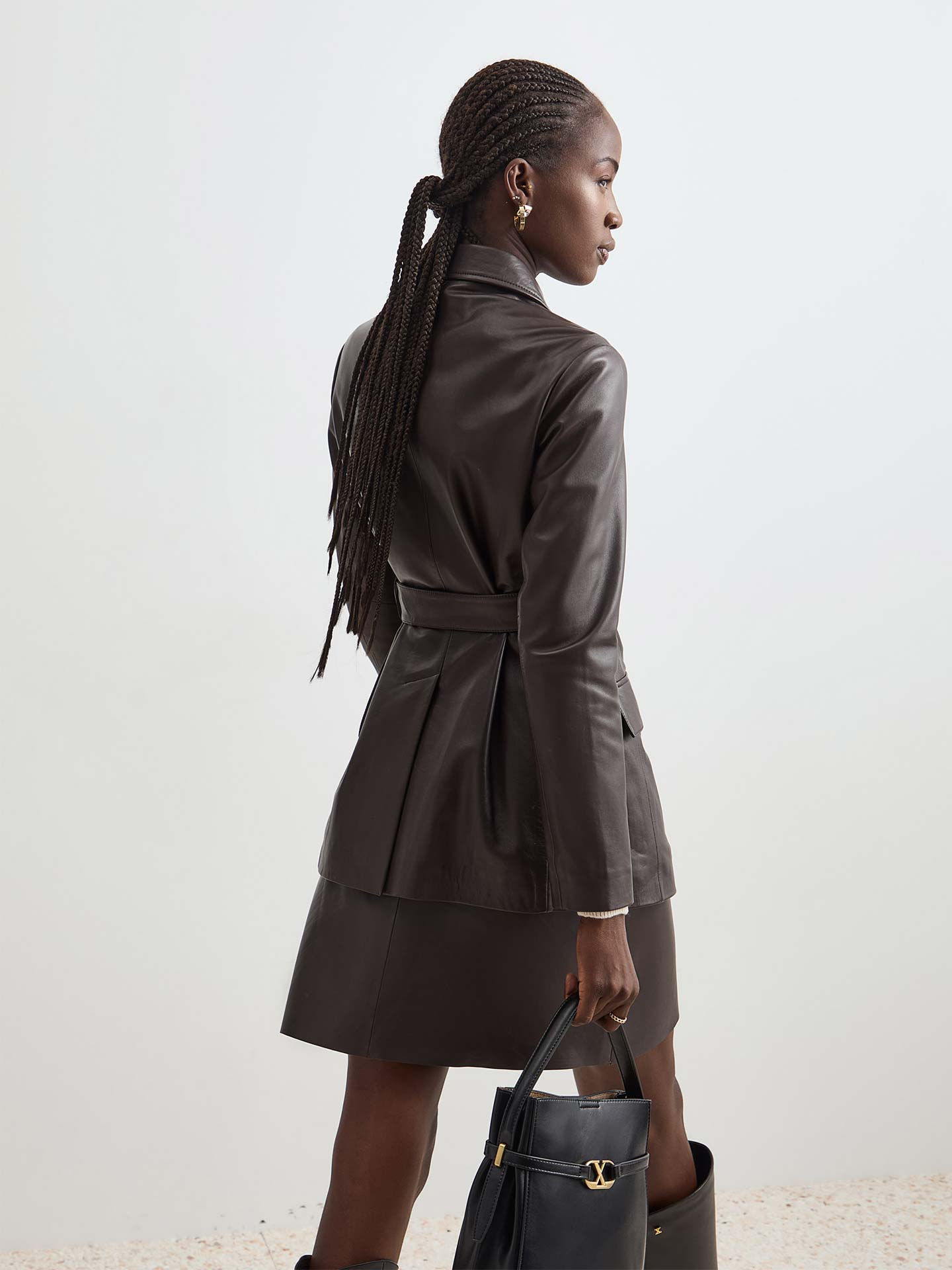 Casaco de Pele com Cinto