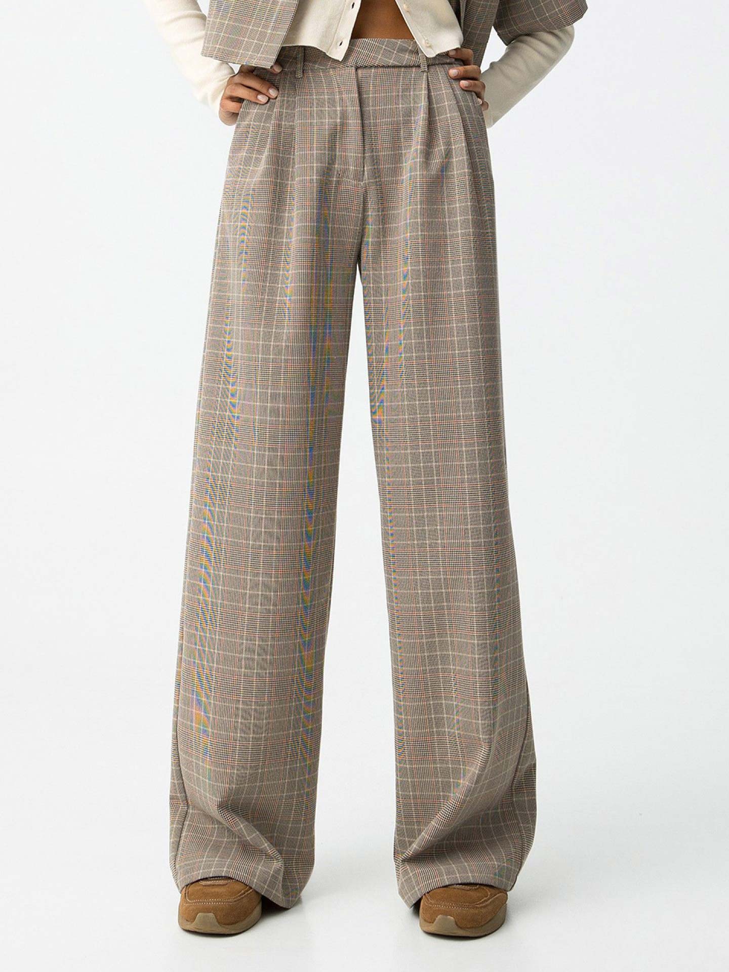 Calças Wide Leg Xadrez