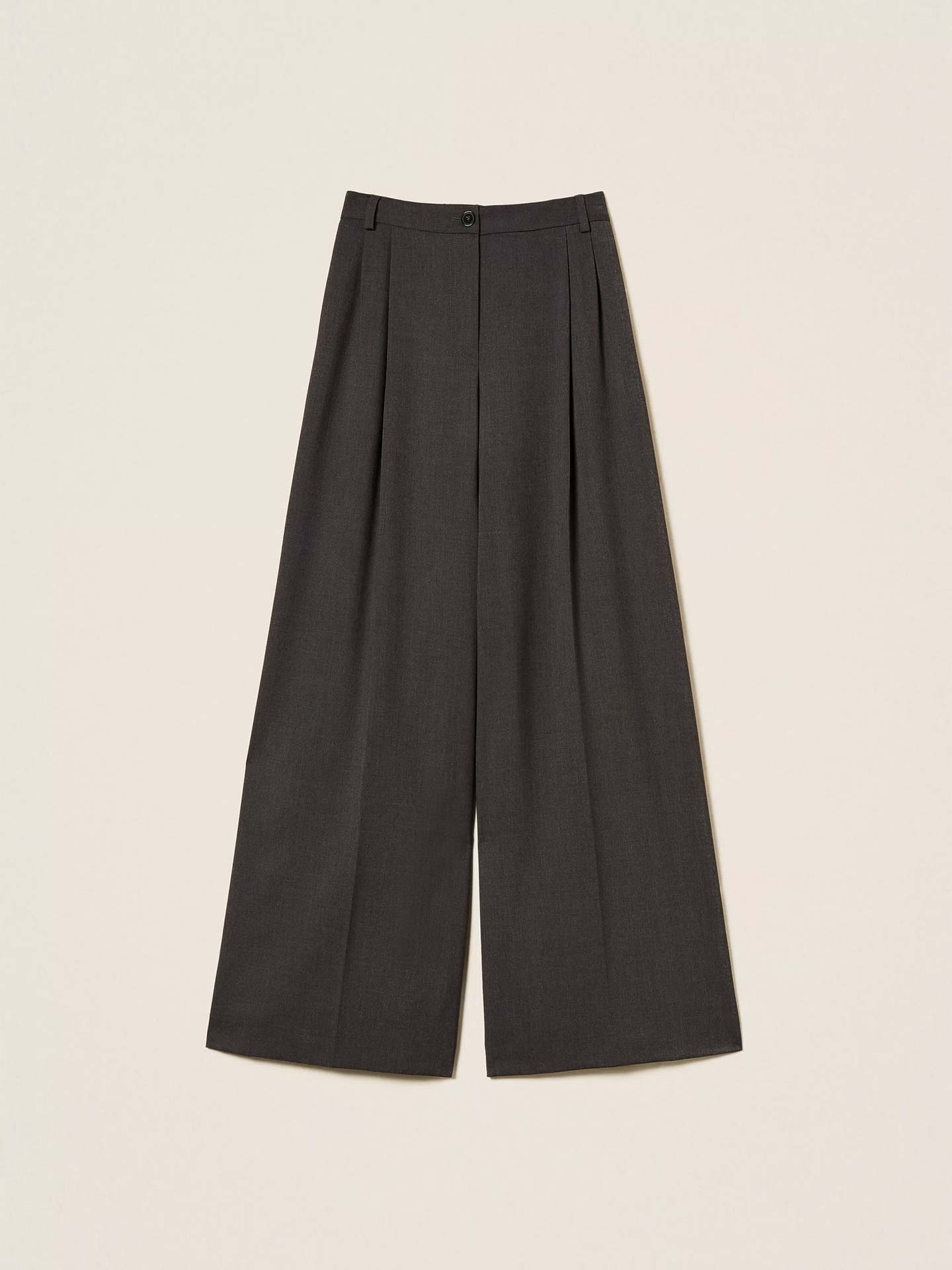 Calças Palazzo com Pregas e Cintura Alta