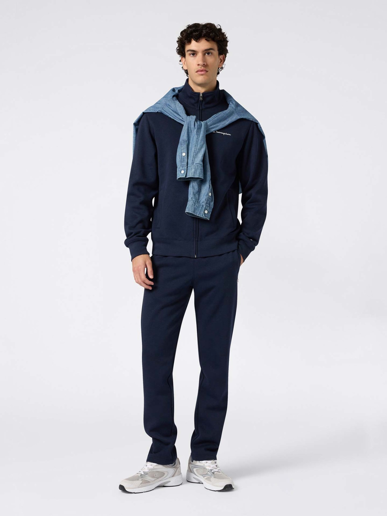 Fato de Treino com Casaco de Fecho e Gola Subida