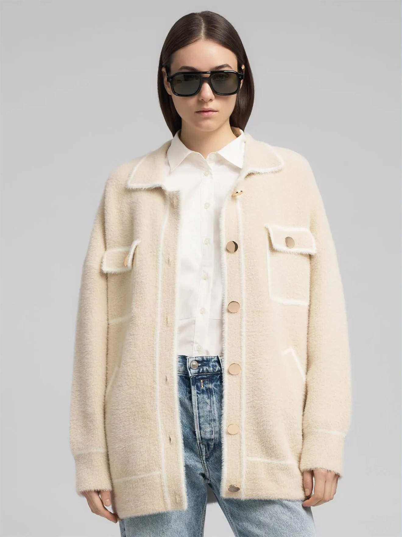 Casaco de Malha de Textura Suave