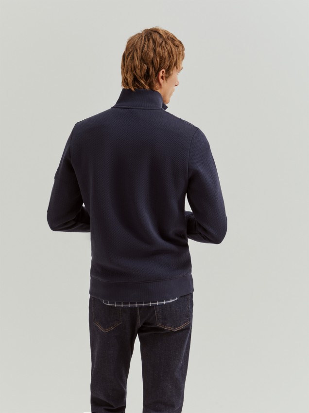 Sweatshirt com Gola Alta e Fecho de Correr