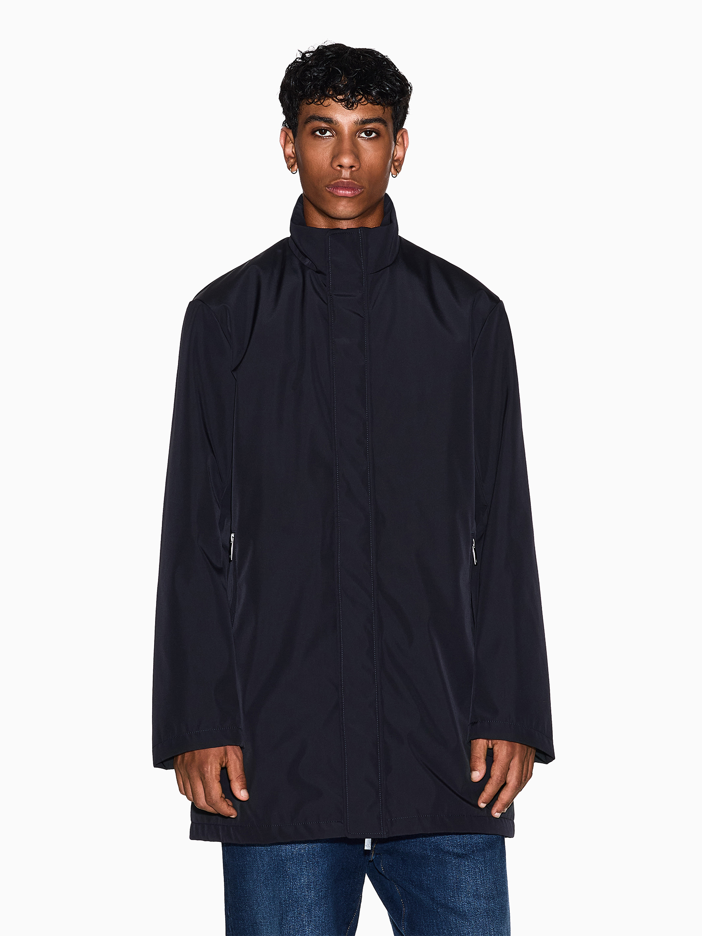 Parka de Tecido Técnico com Gola Alta