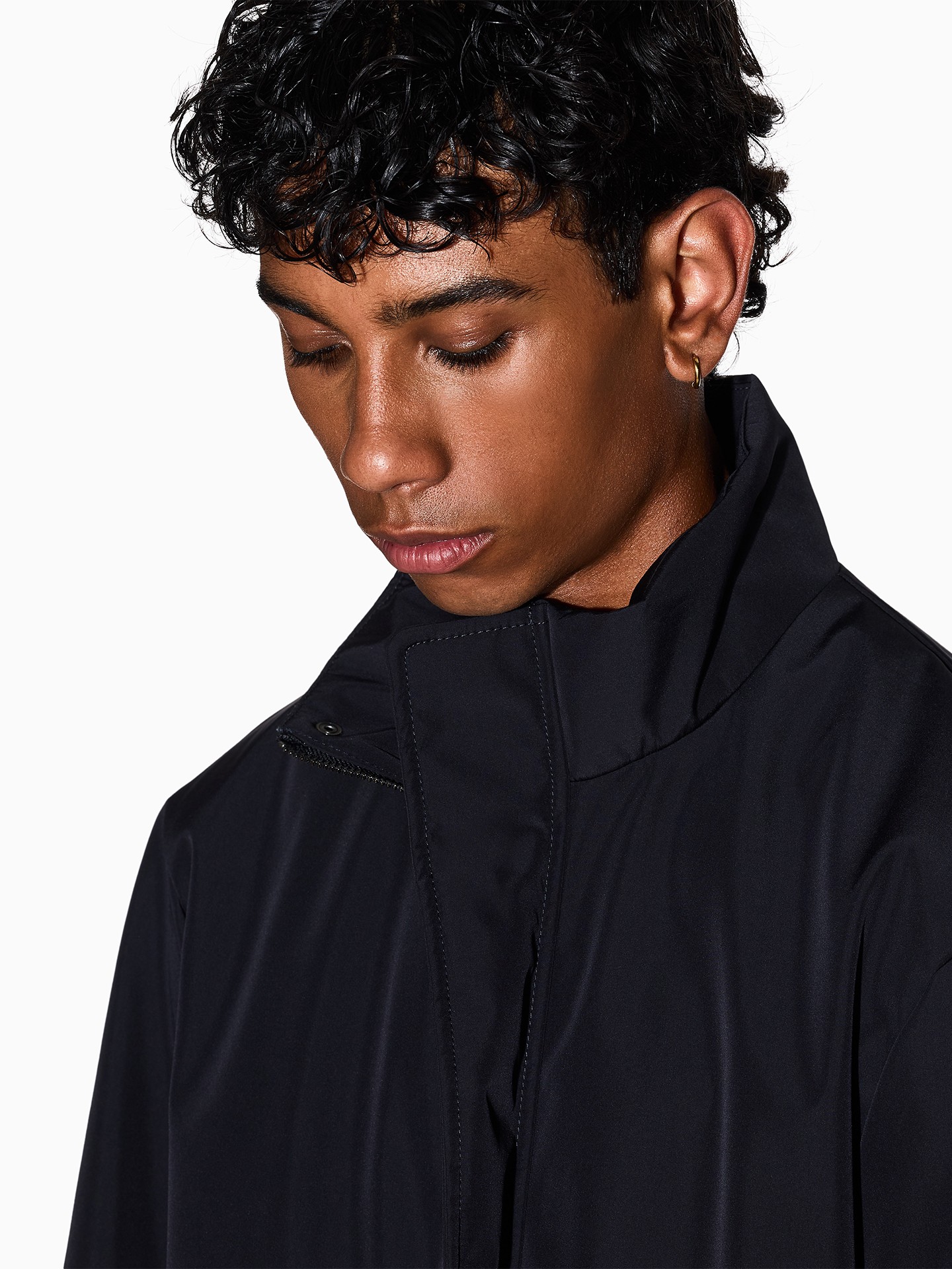 Parka de Tecido Técnico com Gola Alta