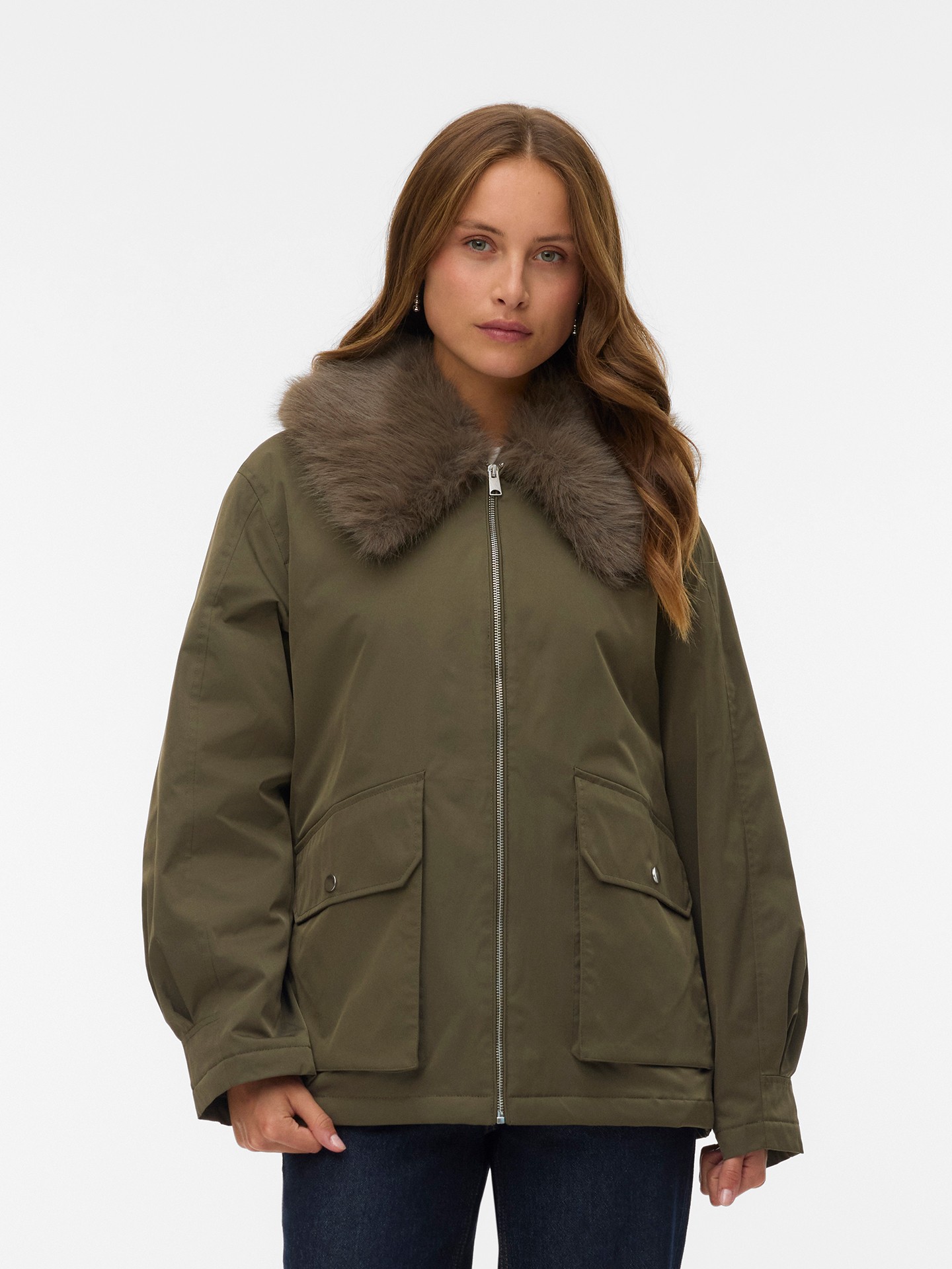 Parka com Gola de Pelo Sintético Seoul