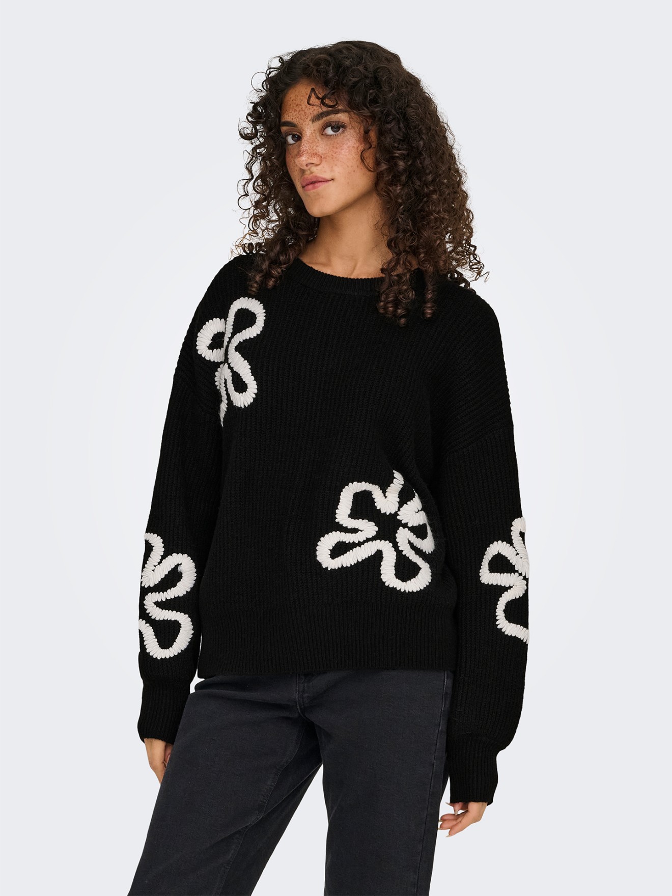Camisola de Malha com Aplicaes Florais