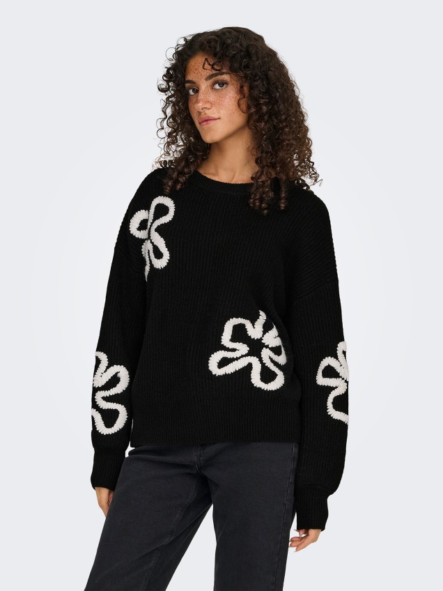 Camisola de Malha com Aplicaes Florais